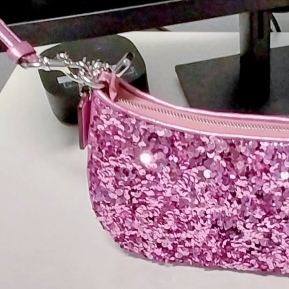 NWT AUTHENTIC Coach Teri Leather Purple Sequined Shoulder Bag - Picture 1 of 12